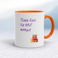 Thank God The HRT Worked! Mug – White/Orange, 10oz