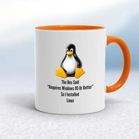 The Box Said Requires Windows 95 So I Installed Linux Mug – White/Orange, 10oz