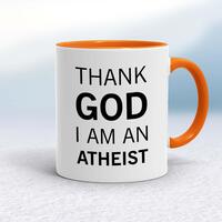Thank God I’m An Atheist Mug – White/Orange, 10oz