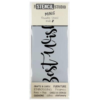Stencil MiNiS - Best Wishes Text - 20% off 4+ - Sheet Size 20 x 8 cm