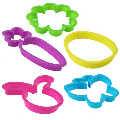 Pack Of Five Safe Plastic Easter Shaped Cookie Cutters