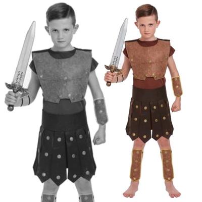 Childrens Roman Soldier Costume Fancy Dress Age 4-12 Years