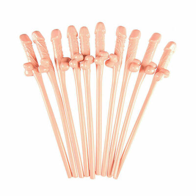 Pink Plastic Penis Rude Willy Reusable Drinking Straws