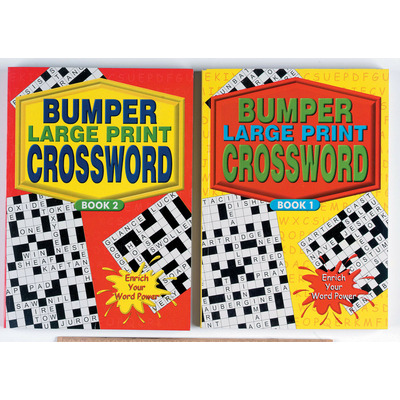 Set Of Two A4 Large Print Bumper Crossword Puzzle Books - 2090