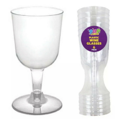 Clear Plastic Disposable Stemmed 120ml Toasting Wine Glasses - 24 Glasses