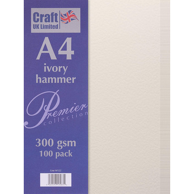 Craft UK W122 Ivory A4 Hammered Card Pack