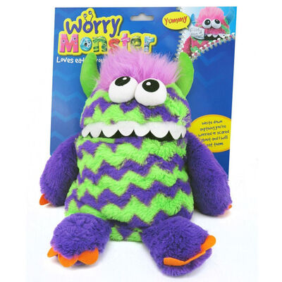 Giant 30cm Worry Monster Cuddly Toy - Green & Purple