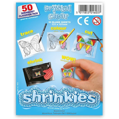 Pack Of 50 Sheets Clear Crystal Shrinkle’s 13cm X 10cm Classroom Pack