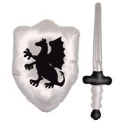 48cm Inflatable Shield with Sword Knight Fancy Dress Accessory