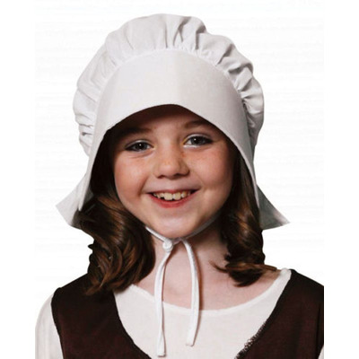 Children's White Victorian Edwardian Maids Bonnet Hat - One Size