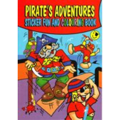 A4 Size Pirate Sticker And Colouring Book Red - 4015