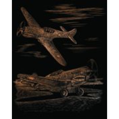 Ww2 Fighter Planes Copper Engraving Art Scraperfoil