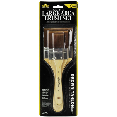 Brown Taklon Artist Paint Brush Set - Pack of 3 Brushes