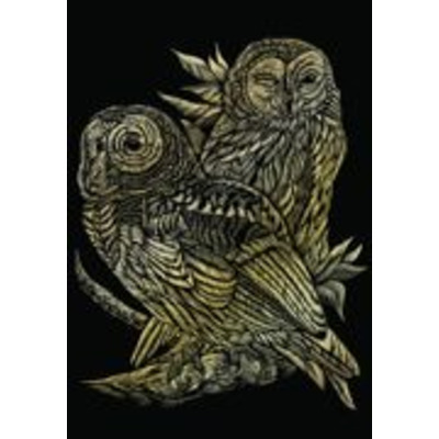 Owls Gold Regular Size Engraving Art Scraperfoil