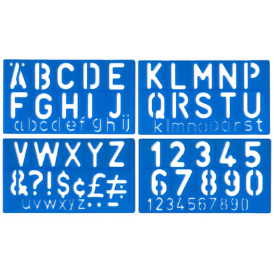Set Of FOUR 50mm Alphabet Letters and Numbers Stencils
