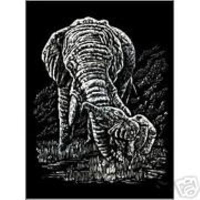 Elephant And Baby Silver Regular Size Engraving Art Scraperfoil Silf22