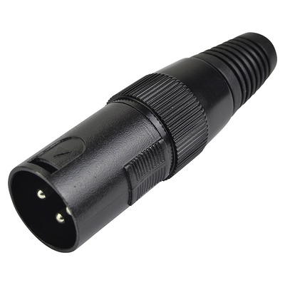 XLR Connector Male 3 Pin Black Metal Body - For Audio or DMX