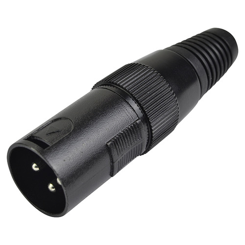 XLR Connector Male 3 Pin Black Metal Body - For Audio or DMX