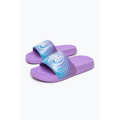 Image of Hype Kids Unisex Teal Purple Marble Script Sliders - JNR05