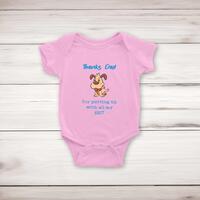 Thanks Dad – All My Shit Babygrow – Pink, 6-12 Months