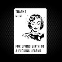 Thanks Mum Vinyl Sticker – White, A6 (105 x 148mm)