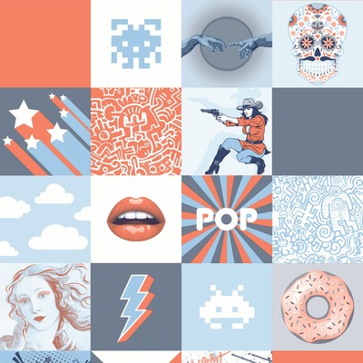 My Kingdom OMG! Blue & Orange Wallpaper Muriva M53201
