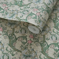 William Morris Golden Lily Wallpaper Linen Beige / Blush W0174/01