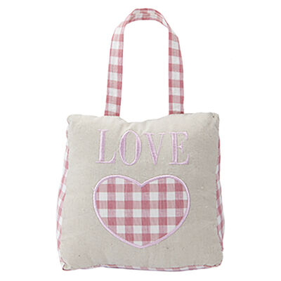 1.2kg Fabric Gingham Home Weighted Door Stop - Love