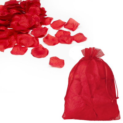 160 Piece Pretend Fake Fabric Rose Petals For Valentines Day - Red