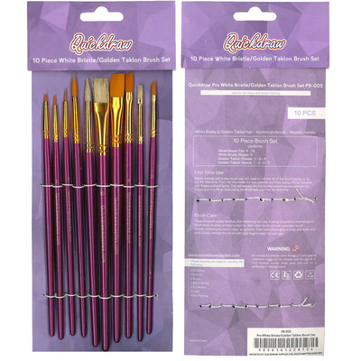 Artist 10 Paint Brush Sets Sable Camel Or Gold Taklon Oil, Acrylic & Watercolour - Pro Golden Taklon Brush Set
