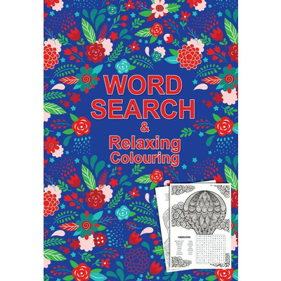 A5 Word Search Puzzles & Relaxing Colouring In Activity Books - Blue