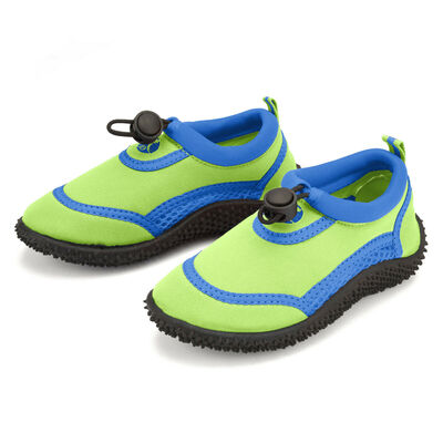 Mens Womans Child Adult Pool Beach Water Aqua Shoes Trainers - Green & Blue - Junior Size UK 13/EU 32