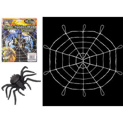 Giant 5ft Spider Web Cobweb & Spider Halloween Decoration