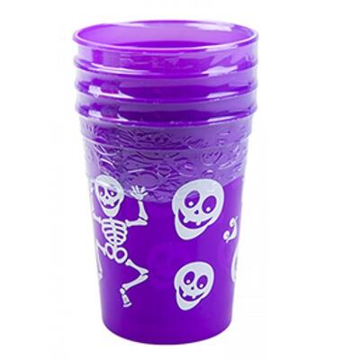 Halloween Reusable 8oz Plastic Cups - Choose Amount & Colour - 8 X PURPLE CUPS