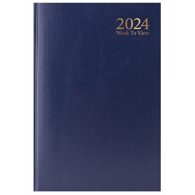 2024 A5 Week to View Hardback Casebound Diary - Blue