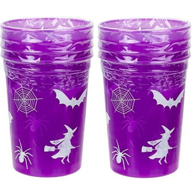 Children’s Halloween Neon Plastic Drinks Cups Set Party Tableware - Eight Purple Cups