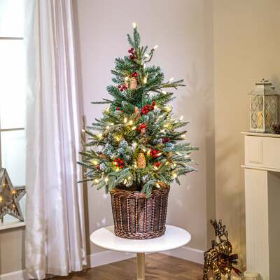 3ft - 5ft Kensington Potted Spruce PE Pre Lit Artificial Christmas Tree, 3ft