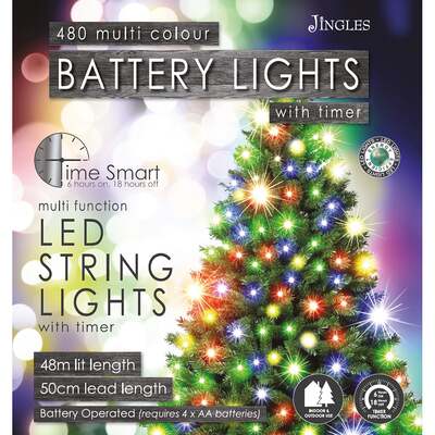 Multi-Coloured LED Battery Operated Multi-Function Christmas Lights - 60, 240, 480, 480 LEDs