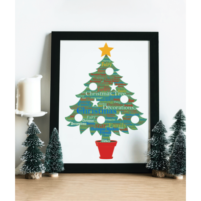 Personalised Christmas Tree Word Cloud Art Picture Frame