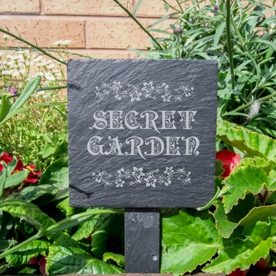 Slate plant marker - Secret garden