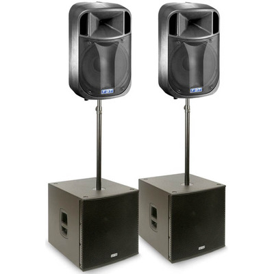 FBT J Series DJ 15A and Subline 118SA Active PA System 3300W Includes Speaker Poles and Covers