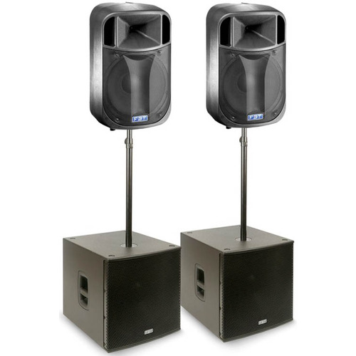FBT J Series DJ 15A and Subline 118SA Active PA System 3300W Includes Speaker Poles and Covers
