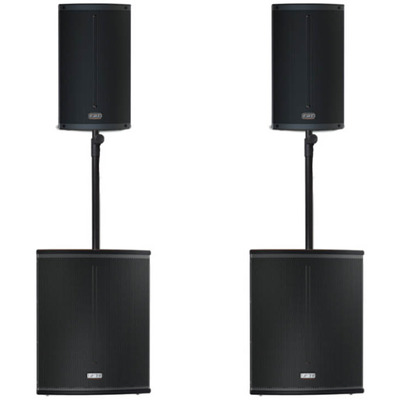 FBT X-Series Active PA System 5400W XLITE10A x2, X-SUB 115SA x2, Padded Bags and Poles