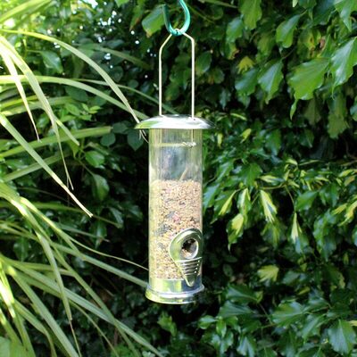 Deluxe 22cm Stainless Steel Easy Fill Hanging Bird Seed Feeder