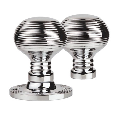Carlisle Brass Manital Queen Anne Reeded 61mm Diameter Base Rim Door Knobs, Polished Chrome - M1001RCP (sold in pairs) POLISHED CHROME