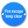 Eurospec Fire Escape Keep Clear Sign, Polished Stainless Steel OR Satin Stainless Steel Finish - SEX1021 POLISHED FINISH