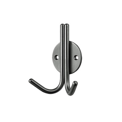 Eurospec Double Coat Hook, Polished Or Satin Stainless Steel - HCH1015 STAINLESS STEEL - POLISHED FINISH