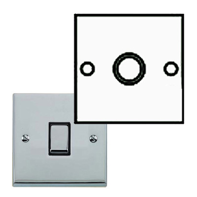 M Marcus Electrical Victorian Raised Plate 1 Gang TV/Coaxial Sockets, Polished Chrome Finish, Black Or White Inset Trims - R02.821/823 POLISHED CHROME - NON-ISOLATED, BLACK INSET TRIM