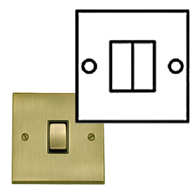 M Marcus Electrical Victorian Raised Plate 2 Gang Switch, Antique Brass Finish, Black Inset Trim - R91.810.ABBK ANTIQUE BRASS - BLACK INSET TRIM