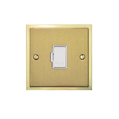 M Marcus Electrical Elite Stepped Plate Fused Spurs (Un-Switched), Satin Brass Dual Finish, Black Or White Trim - S04.834.SB SATIN BRASS DUAL FINISH - BLACK INSET TRIM